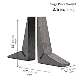 Ambipolar Cast Iron Bookends, Sharp Triangle Theme, Black Decorative Bookends for Home Decor, Office Desk, Bookshelves, Bookends for Heavy Books