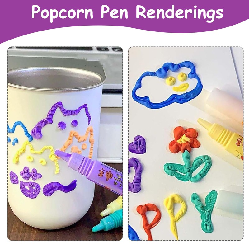 DGUSO Magic Pen Puffy Pens Pack of 6 Magic Popcorn