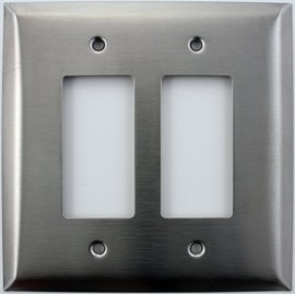 Over Sized Jumbo Satin Stainless Steel 2 Gang GFI/Rocker Switch Plate
