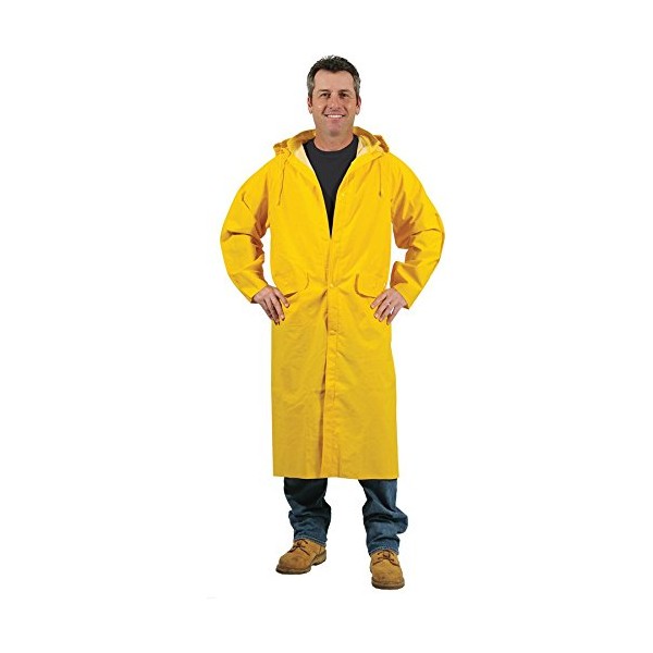 Galeton 7970-L-YW Repel Rainwear PVC Raincoat, 0.35 mm, 48" Long, Large, Yellow