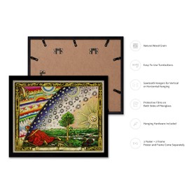 Poster Master Ancient Astronomy Poster - Vintage Cosmogony Print - Gift for Artist, Friend - Flammarion Engraving, Flat Earth Map, Firmament Dome - Wall Decor for Home, Dorm, 16x20 Black Framed