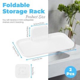 Diakey 2 Pack Foldable Bedside Shelf Wall Mount, Adhesive Floating Shelves for Wall No Drilling, Glasses Watch Perfume Phone Holder Organizer for Bedroom Bathroom RV, Small