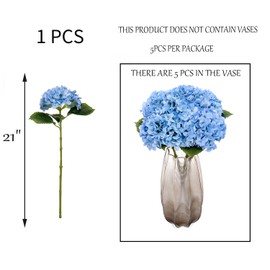 Kimura's Cabin 5pcs 21" Real Touch Hydrangeas Fake Blue Flowers Full Latex Artificial Hydrangea Flowers Stems for Home Table Centerpieces Wedding Party Decoration,Sky Blue