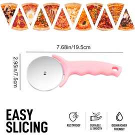 YuanYouTong Pizza Cutter Wheel, Kitchen Premium Stainless Steel Pink Pizza Cutter, Super Sharp Blade Pizza Slicer, Easy To Clean (Pink)