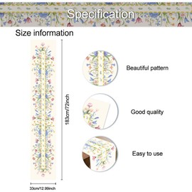 SUPERDANT Cluster of Flowers Table Runner Watercolor Blossom Table Decor Plants Imitation Linen Runners for Cabinet Display Shelf for Furniture Centerpiece Decorations Housewarming Gift