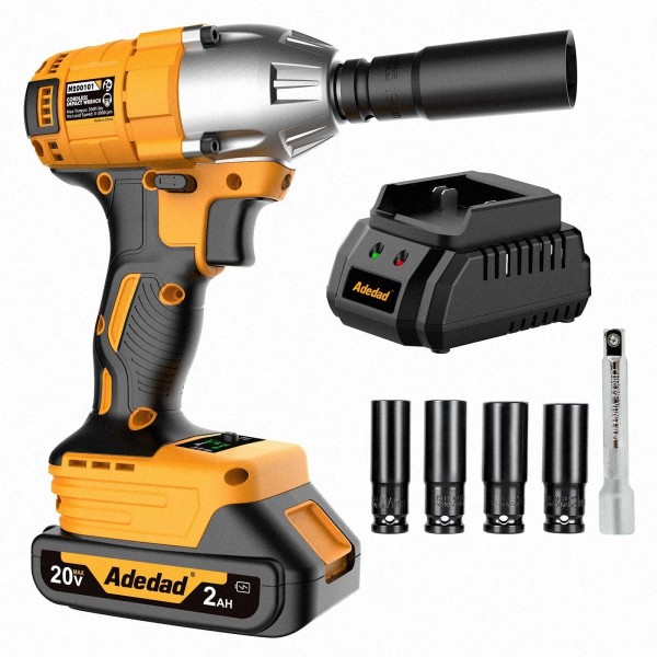 Adedad 1/2 Power Impact Wrench 400N.m/ 300ft-lbs Impact Gun Cordless