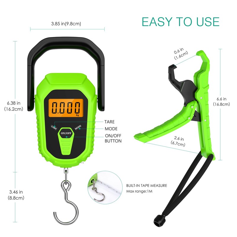 ORIA Fish Scale Digital, Fishing Scale with Ruler and Fish
