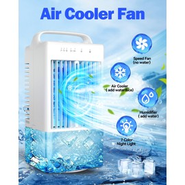 Portable Air Conditioners，Portable AC Small Air Conditioner Fan, Quiet Mini Evaporative Cooler with Handle,2/4H Timer 3 Speeds,Mini Air Conditioner with 7 Color for Home, Bedroom, Office, and Outdoor