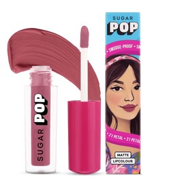 SUGAR POP Matte Lipcolour | Lasts Upto 8 hrs l Pink Lipstick for Women l Vitamin E Infused | Non-Drying, Smudge Proof, Long Lasting | 1.6ml - 21 Petal (Dusty Pink)