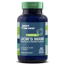 Heart & Harvest 2100mg Capsules with Lion's Maine Black Pepper Extract, 1 pack, 120 tablets / Heart & Harvest 2100mg 라이온즈 메인 블랙 페퍼 추출물 포함 캡슐, 1개, 120정