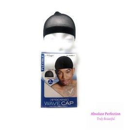 Stocking Wave Cap Fit All Head Sizes (Black), Piece of 2