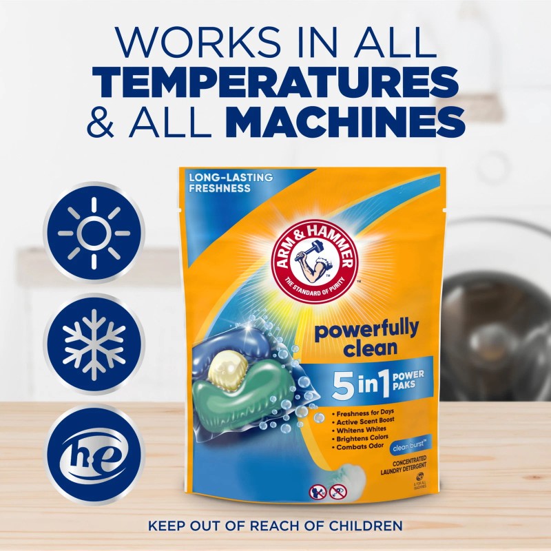 ARM & HAMMER Clean Burst 5-in-1 Laundry Detergent, Clean Burst