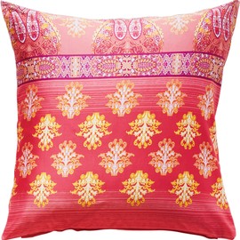 Erwin Müller Maco Satin Cushion Cover Coral Yellow Size 80 x 80 cm