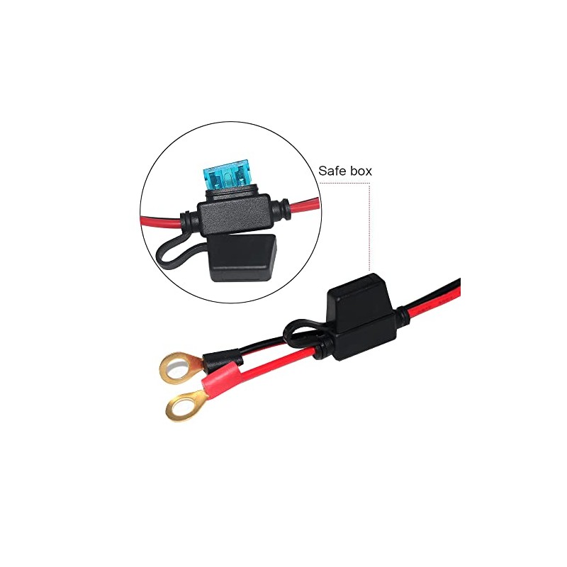 12V-24V Eylet O terminals to Alligator Clip Cable Power 16AWG