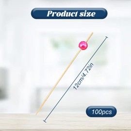 100 Pcs Cocktail Sticks,Canape Sticks,Cocktail Sticks Wooden,Food Sticks for Fruits,Desserts,Drinks,Food,Party Supplies (12cm/4.7inch)