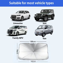 Okcsc Windshield With Folding Sunshade - Simple Installation Parasol for Mini-car - UV-Proof, Simple Fashion Black