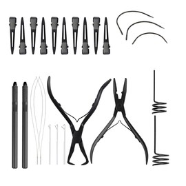 GlamorDove Hair Extension Pliers Kit Hair Extension Pliers for Micro Beads Dismountable Hook Looper Hair Sectioning Rings Needle Pulling Hook Tool Kit