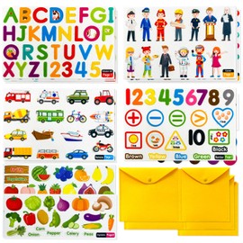 PENGFULL 5 Felt Learning Pieces Set,Felt Alphabet Letters Fruits and Vegetables Numbers Community Helpers Transportation Learning Pieces,for Felt Flannel Board, for Toddlers Kindergarten Preschool