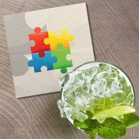 Unbranded Autism Puzzle 4'' X 4'' Square Wooden Coaster