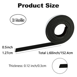 Anti Slip Furniture Pads, 2 Rolls 0.5x60 Inches Rubber Furniture Pads Non Slip, Adhesive Rubber Strips for Furniture, Appliances, Hardwood Floor, Couch, Bed, Drawer, Door, Chair