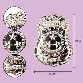 AOVNA Police Badge Role Play Dress Up Prop Fake Officer Badge FBI Detective Toy Police Costume Accessories for Kids Role Play