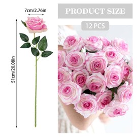 ZYEKIU Pack of 12 Artificial Flowers, 52 cm Bouquet, Artificial Flowers Like Real, Wedding Decoration, Home Decor, Realistic Flower, Silk Artificial Flowers for Anniversaries, Parties, Hotels, Office