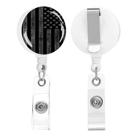 Badge Reels Retractable,Id Badge Holders Retractable,Badge Clips Retractable ID Card Holder for Teacher, Student, Office Worker(Cool USA Flag)