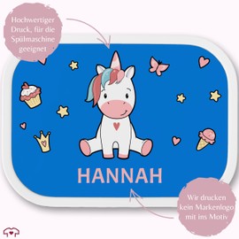 Children's Campus Mepal - Unicorn Lunch Box with Name | Gift Idea for Back to School | Gift for Nursery Start - 750 ml - Blue - Preschool Children's Gifts Unicorn Lunch Box