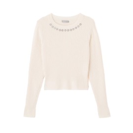 Jill by Jill Stuart Women's Bijouneck Molle Yarn Rib Knit, white