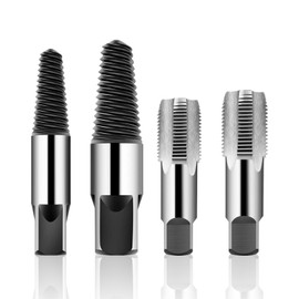 Friendship Screw Extractor Set of 4 Pipe Taps for Plumbing, 1/2-Inch 3/4-Inch Screw Extractor, Carbon Steel Material, Broken Screw Extractor, Reverse Tap for Pipe Repair