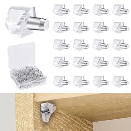 20 Pcs 5 mm Support Cabinet Shelf Pin,Clear Plastic Replacement Peg,Cabinet Shelf Supports Pin,Shelf Support Peg for Kitchen Furniture Wood and Glass Shelves Cupboard Shelf Bookshelves(Clear)