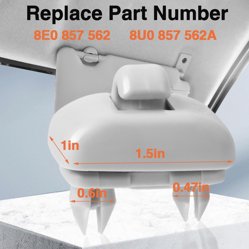 EVRBUL 2PCS Grey Inner Sun Visor Clips Holders Supports Brackets