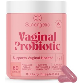 Sunergetic Probióticos vaginales premium para mujeres probiótico vaginal de lactobacilos clínicamente estudiado con prebióticos y arándanos para...   