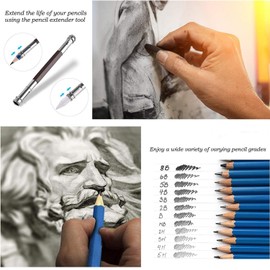 SANMONK Pencils Set, 71 Pieces Pencils, Sketching and Drawing, Colouring Pencil Set with Graphite Charcoal Pencils, SticksKit Bag, Suitable for Students, Teachers, Beginners