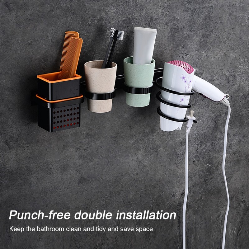 Multifunctional Space Aluminum Bathroom Storage Rack Hair Dryer Toothbrush Holder