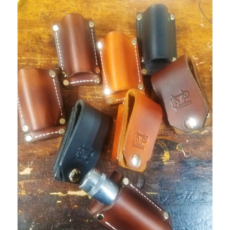 Leather Flashlight Holster for AA Battery Flashlights - Heavyduty Made