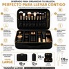 Organizador de Maquillaje Large con Divisores Ajustables, Compartimento para Brochas,