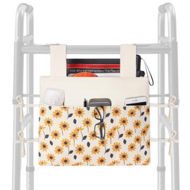 TOGETRUE Walker Bag, Handy Walker Basket with Water Cup Holder, Walker Storage Accessories Bag for Folding Walker, Wheelchairs, Strollers, 15"x11.5" (Daisy)