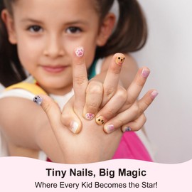 DANNI & TONI - Tiras de uñas de gel para niños, patas de gato, color rosa, calidad de salón, manicura para niños (edad 6+), seguro, duradero, fácil de aplicar