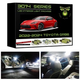 Fyre Flys 7 Piece White LED Interior Light Bulbs kit for 2022 2023 2024 Toyota GR86 Super Bright 6000K 3014 Series Package with map Dome Trunk Door Courtesy Vanity Mirror Lights and Install Tool
