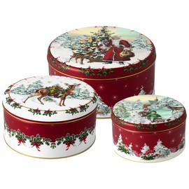 Villeroy & Boch - Winter Collage Accessories Set of 3 Pastry Tins, Colourful, 19.7 x 9.4 cm