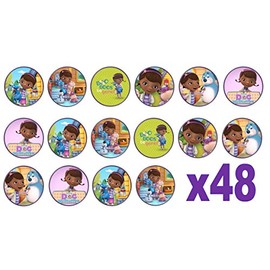 48 Doc McStuffins 3cm Mini Discs Edible Wafer Paper Disc Cupcake Toppers (NOT PRE CUT)