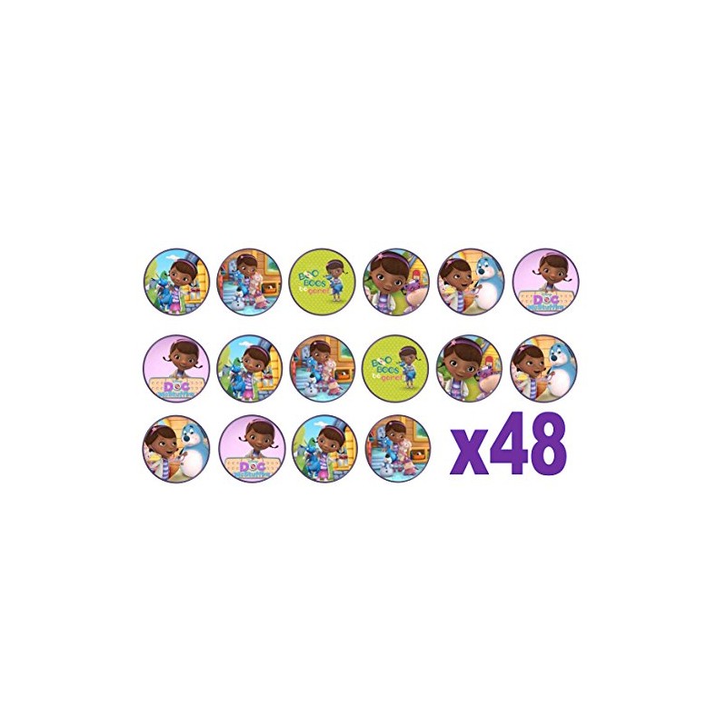 48 Doc McStuffins 3cm Mini Discs Edible Wafer Paper Disc