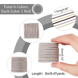 PH PandaHall Approx. 1.6 ft (5 m) / Color Sandy 6 Colors Suede Cord 0.1 x 0.06 inch (3 x 1.5 mm) Artificial Synthetic Leather Cord Flat Leather Cord Choker Original Leather Cord Leather Craft