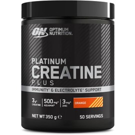 Optimum Nutrition Optimum Nutrition Platinum Creatine Plus, Advanced Food Supplement to Increase Power and Performance, with Aquamin Magnesium for Electrolyte Balance, Orange Flavour, 50 Servings, 350 g