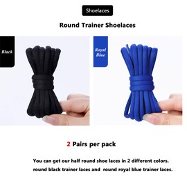 CCSOFTIME 2 Pairs Oval Blue Laces for Boots,6mm Black Basketball Shoelaces for Sports,Running,Half Round Replacement Bootlaces for Women Men Kids(Blue Black-180cm)