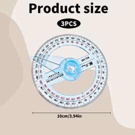 3 Pcs Protractor Circle Protractor, 360 Degree Protractor Angle Measure Multi-Functional Protractor with Swing Arm Plastic Circle Ruler Geometry Tool for Classroom Office Drafting Measuring