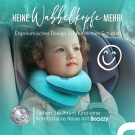 BCOZZY Chin Support Travel Pillow for Children 3-7 Years Prevent Head from Falling Forward, Comfortable Road Trip Essential. Soft, Washable, Small, Grey Silver