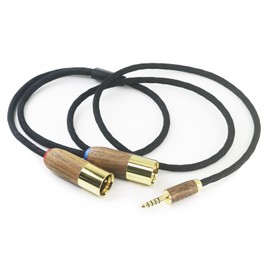 NewFantasia 4.4mm Balanced Male to 2 XLR Male Audio Adapter Cable 6N OCC Copper Silver Plated Cord Walnut Wood Shell 4.4mm to 2 XLR Balanced Cable 1.5m/4.9ft/59inches