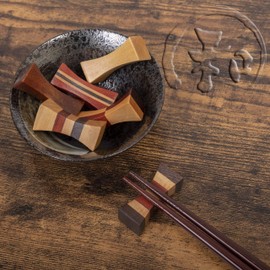 C-RAYS Chopsticks Rest, Japanese Style, Design, Stylish, Cutlery Rest, Wooden, Chopsticks Rest, Kitchen Utensils (A.6 Pieces)